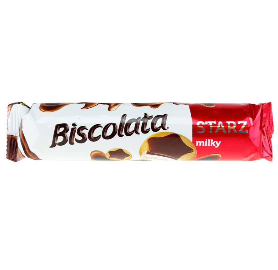 بیسکویت بیسکولاتا استارز Biscolata Starz با مغز شکلات شیری ۸۸ گرم