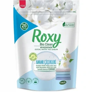 پودر صابون ماشین لباسشویی و دستی رکسی آبی با رایحه گل های بهاری Roxy Bahar Cicekleri وزن 800 گرم