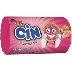 بیسکویت اتی جین با سس توت فرنگی Eti Cin وزن 325 گرم