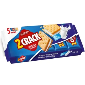 بيسکويت روشن با کرم وانيل شيری Roshen 2 Crack بسته 5 عددی وزن 235 گرم