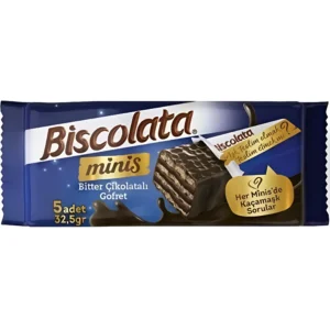 ویفر شکلاتی بیسکولاتا مینیس با کرم شکلات تلخ فندقی Biscolata minis بسته 5 عددی وزن 32.5 گرم