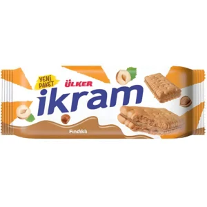 بیسکویت کرمدار اولکر با کرم فندقی Ulker ikram Findiki Biscuit وزن 84 گرم