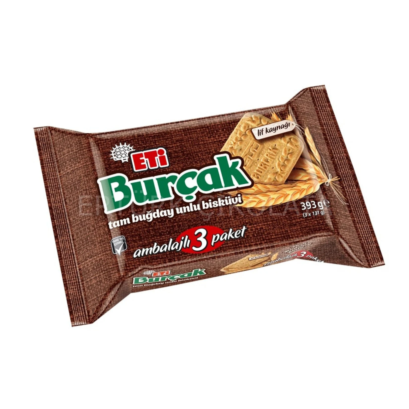 بیسکویت غلات کامل سبوس دار بورچاک اتی Eti Burçak وزن 393 گرم