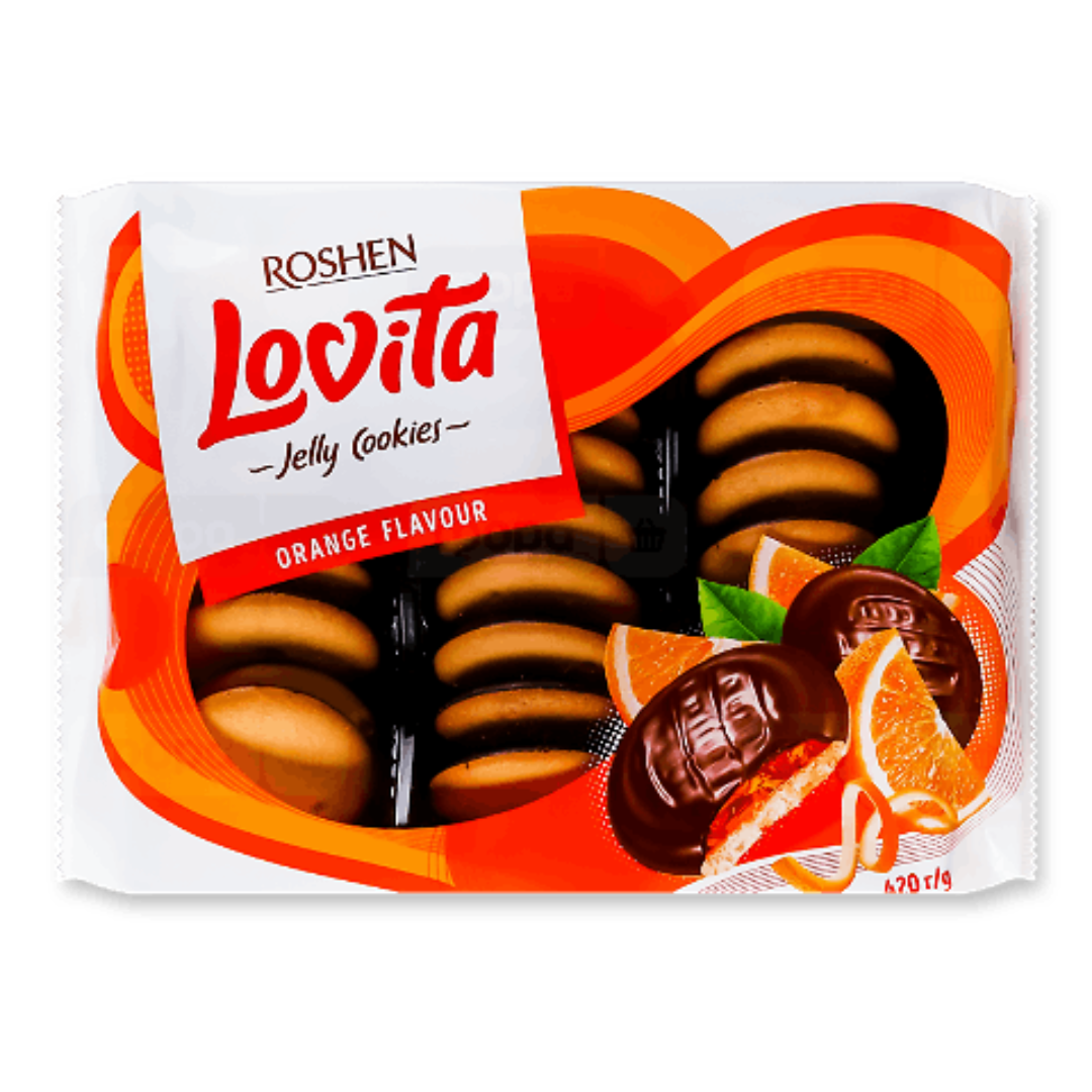 بیسکویت شکلاتی روشن لاویتا ROSHEN LOVITA با ژله پرتقال اصلی وزن 420 گرم