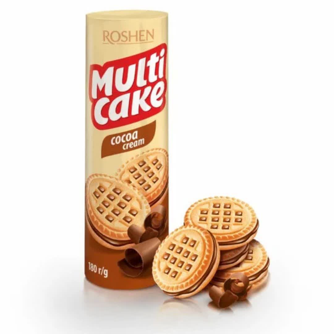 بیسکویت مولتی کیک روشن Multi cake Roshen با کرم شکلاتی وزن 180 گرم