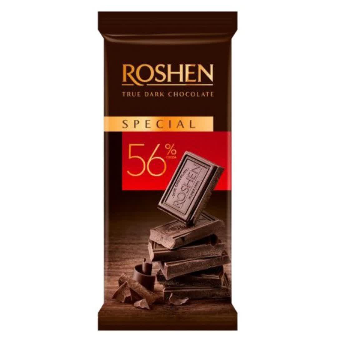 شکلات تخته‌ ای  تلخ 56% اسپشیال روشن Roshen Special Dark Chocolate وزن 85 گرم