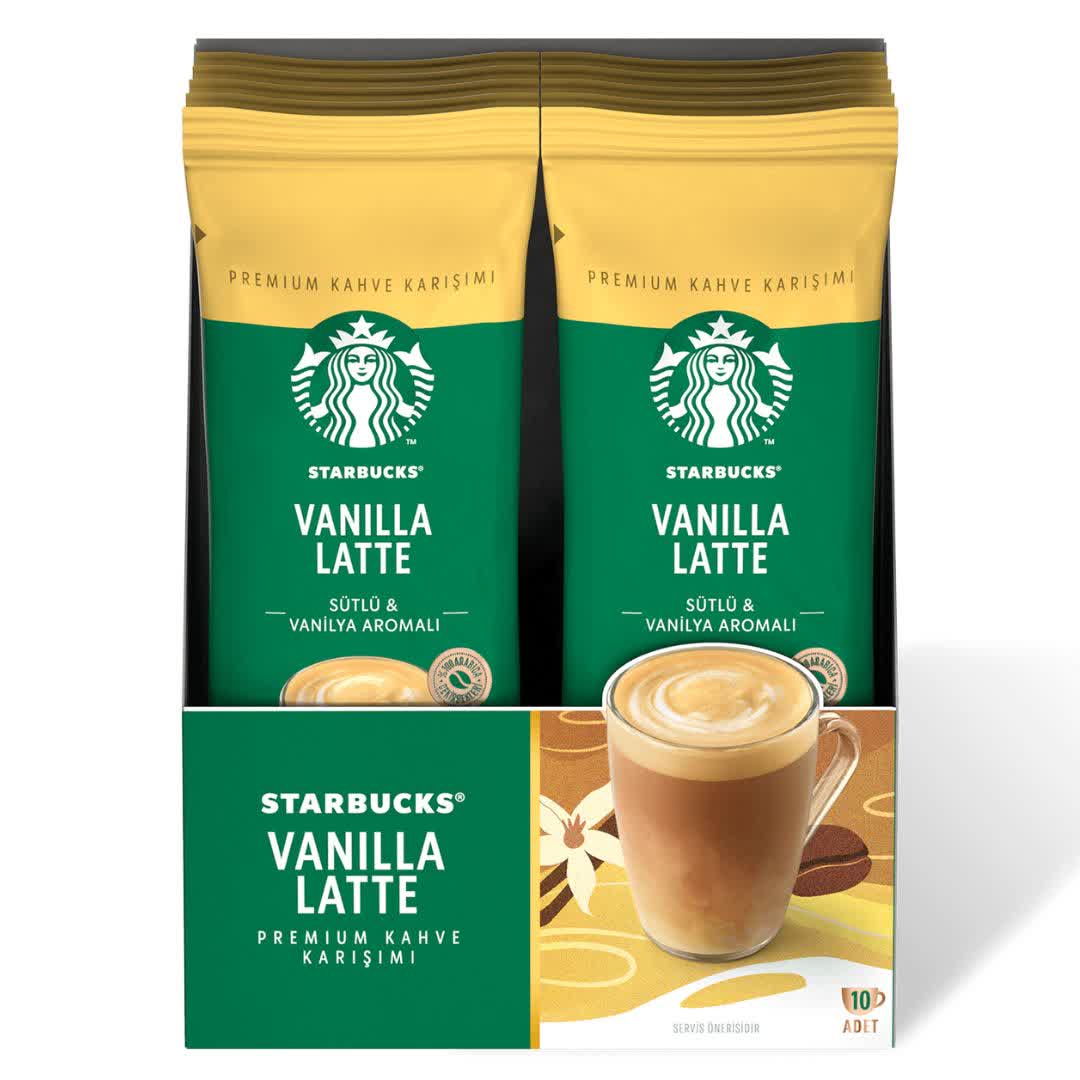 قهوه فوری استارباکس مدل لاته وانیلی Starbucks Vanilla Latte بسته 10 عددی