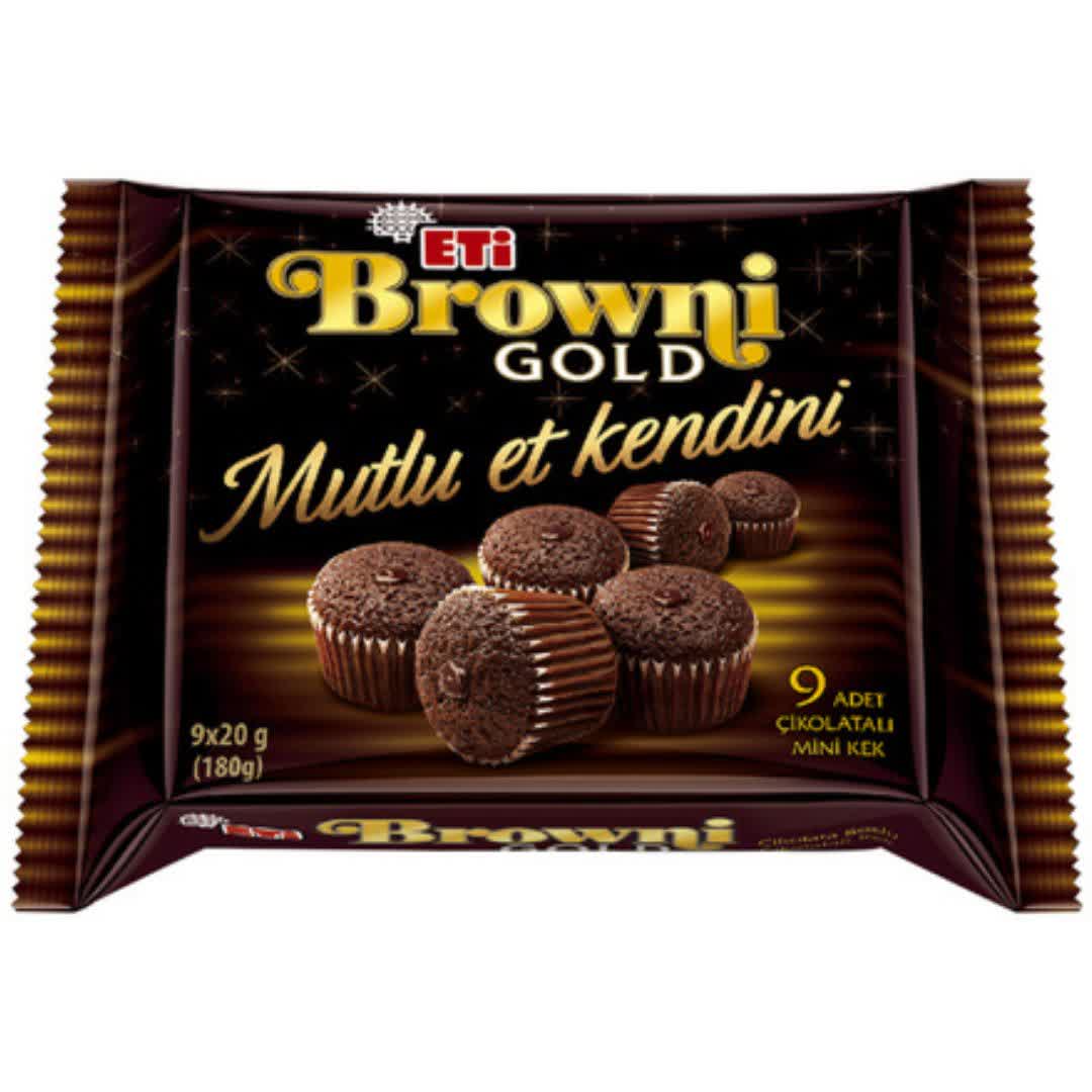 کیک براونی اتی گلد Eti Browni gold مدل مافین شکلاتی | 9 عددی وزن 180 گرم