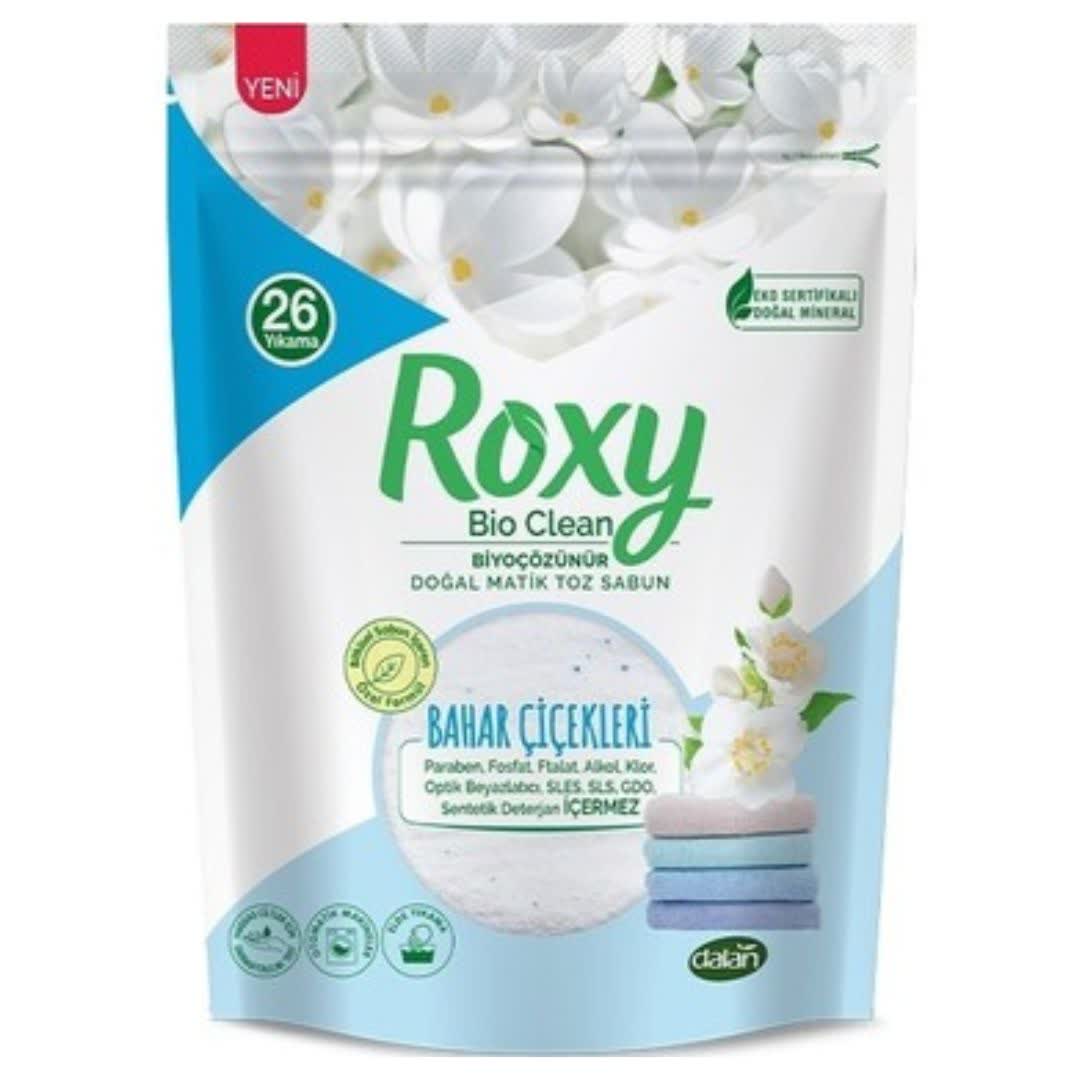 پودر صابون ماشین لباسشویی رکسی Roxy آبی با رایحه گل های بهاری وزن 800 گرم