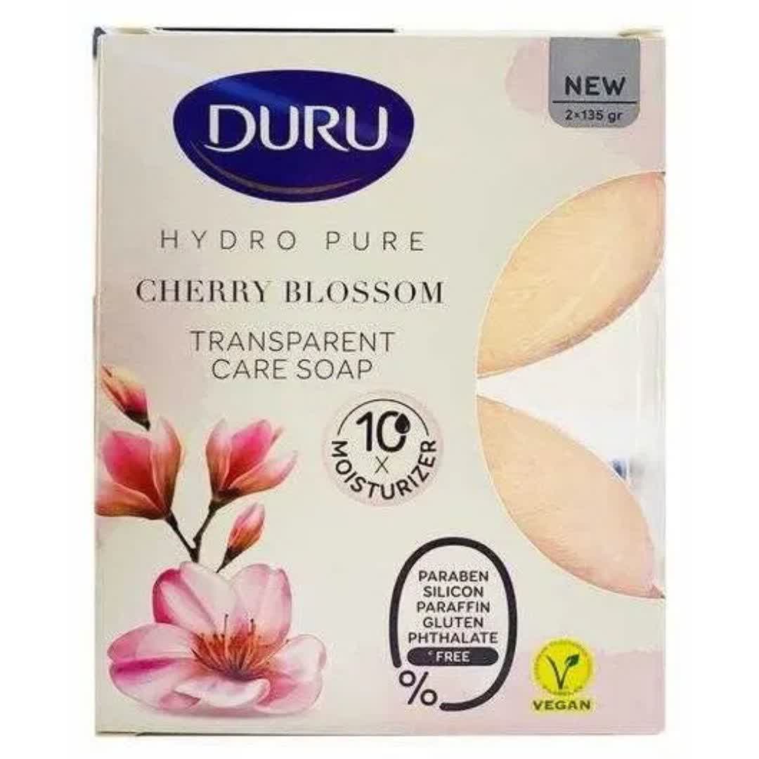 صابون شفاف دورو DURU سری Hydro Pure با رایحه شکوفه های گیلاس ژاپنی بسته 2 عددی وزن 270 گرم