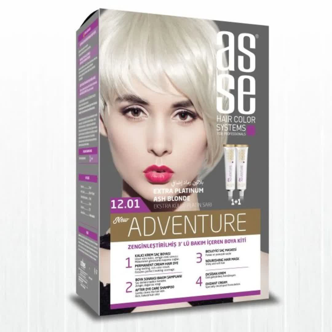 رنگ مو بدون آمونیاک آسه asse Extra Platinum Ashy Blonde شماره 12.01 دو تیوپ 100 میل