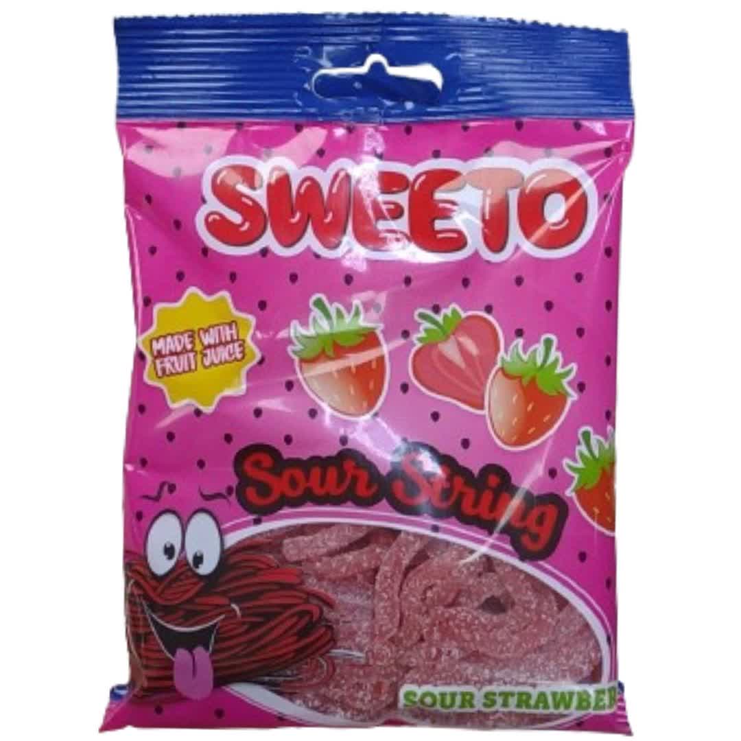 پاستیل شکری سویتو Sweeto Sour String Strawberry با طعم توت فرنگی 80 گرم