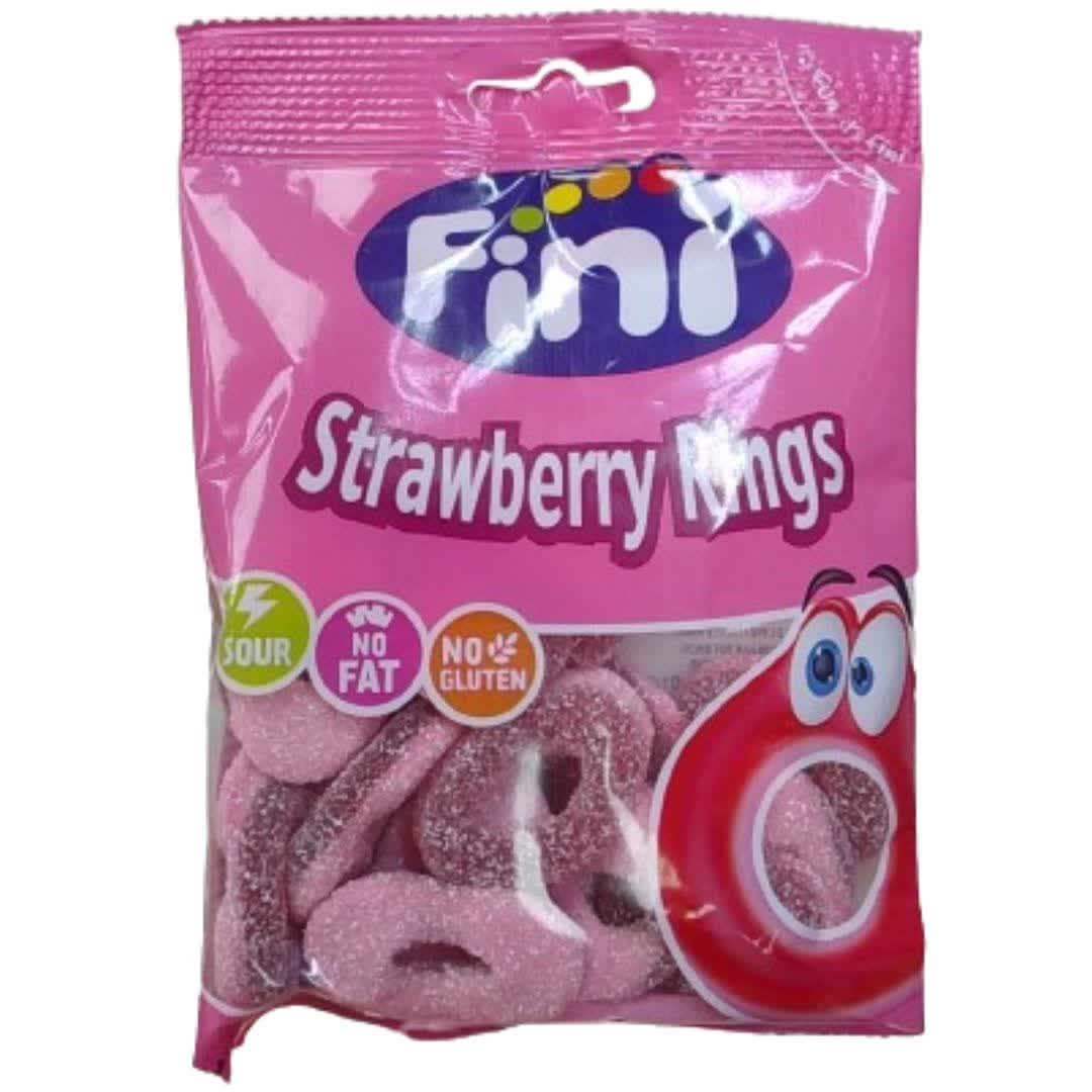 پاستیل فینی Fini مدل strawberry rings وزن 90 گرم