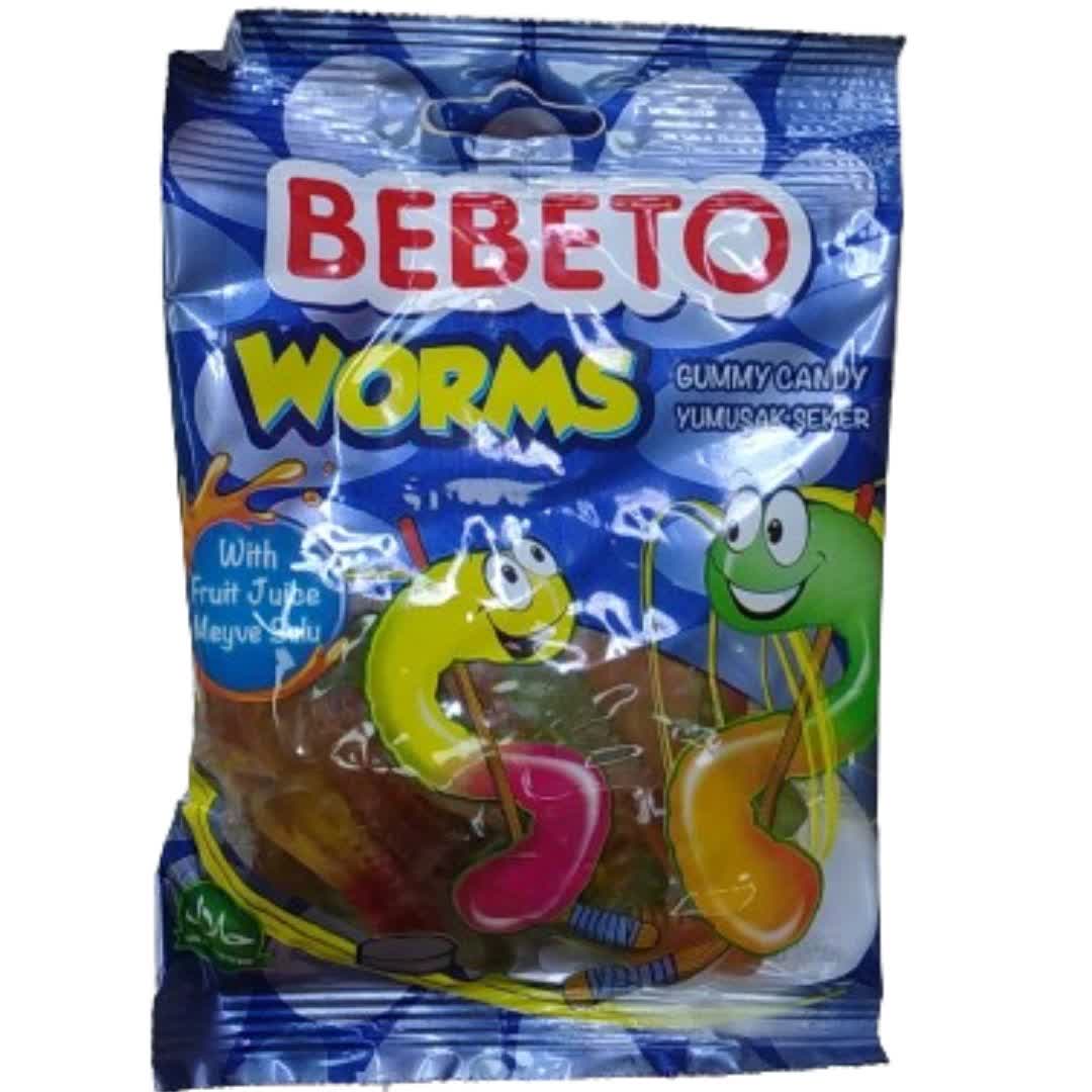 پاستیل کرمی Worms با طعم میوه ببتو Bebeto وزن 80 گرم