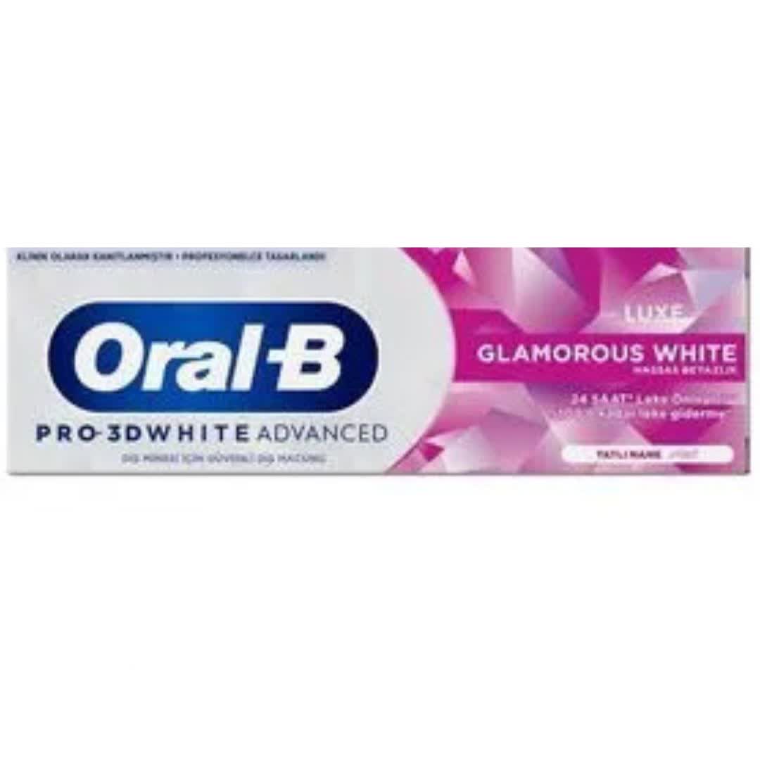 خمیر دندان سفید کننده و براق کننده دندان اورال بی Oral B مدل Glamorous White حجم ۷۵ میل