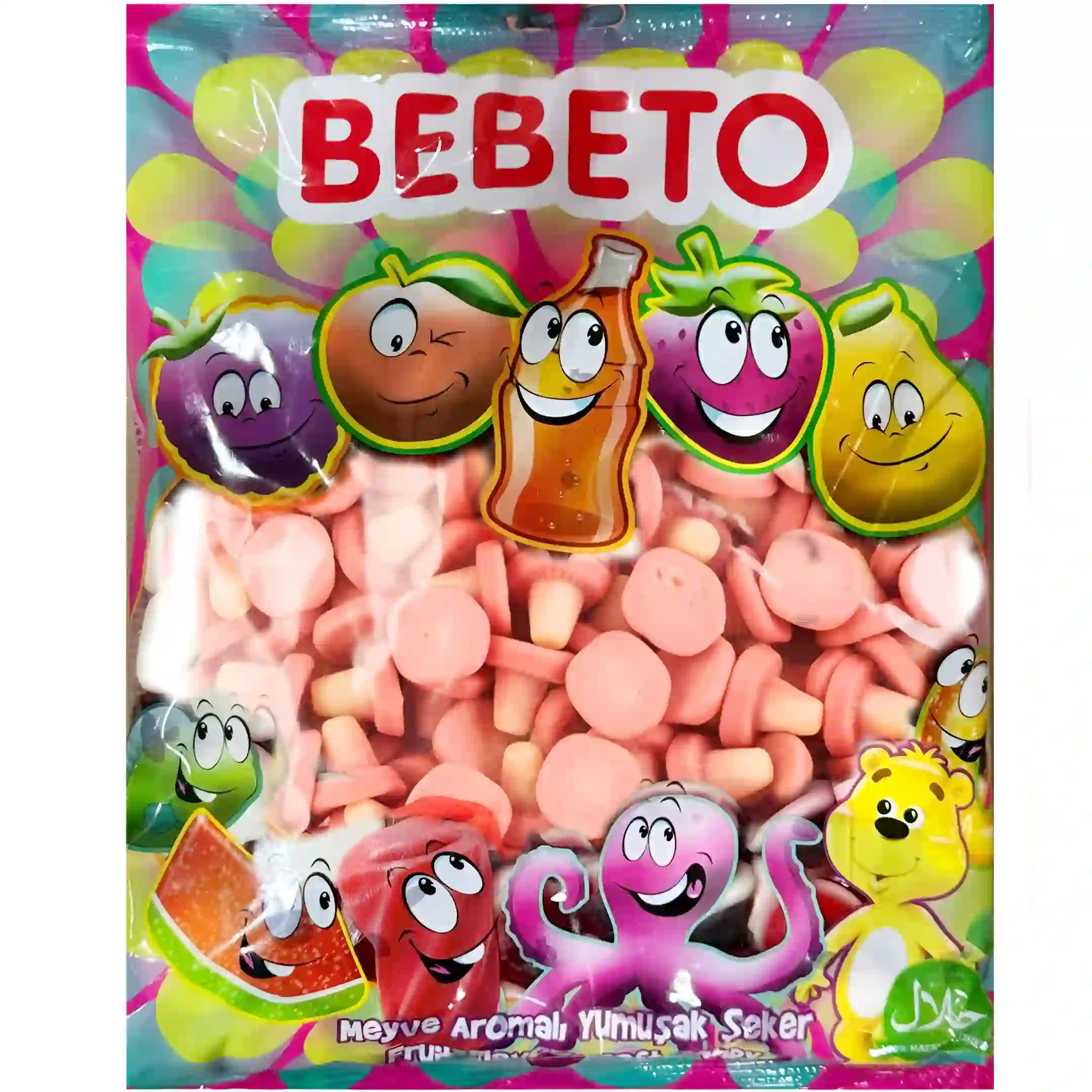 پاستیل ببتو مدل قارچ Bebeto بسته یک کیلویی