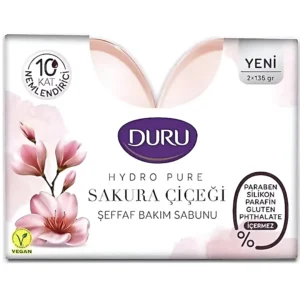 صابون آبرسان دورو شکوفه گیلاس شیشه ای Duru Hydro Pure بسته 2 عددی وزن 270 گرم