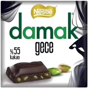شکلات نستله داماک با مغز پسته ای و کرم کاکائو 55% Nestle Damak Gece وزن 65 گرم