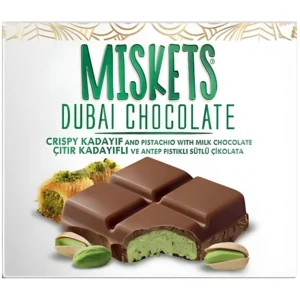 شکلات دبی میسکتز با مغز کرم پسته ای Misket Dubai Chocolate وزن ۱۲۰ گرم