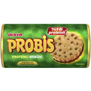بیسکوییت پروبیس اولکر حاوی 16% پروتئین و کرم کاکائو و موز Ulker Probis بسته ۱۰ عددی وزن ۲۸0 گرم