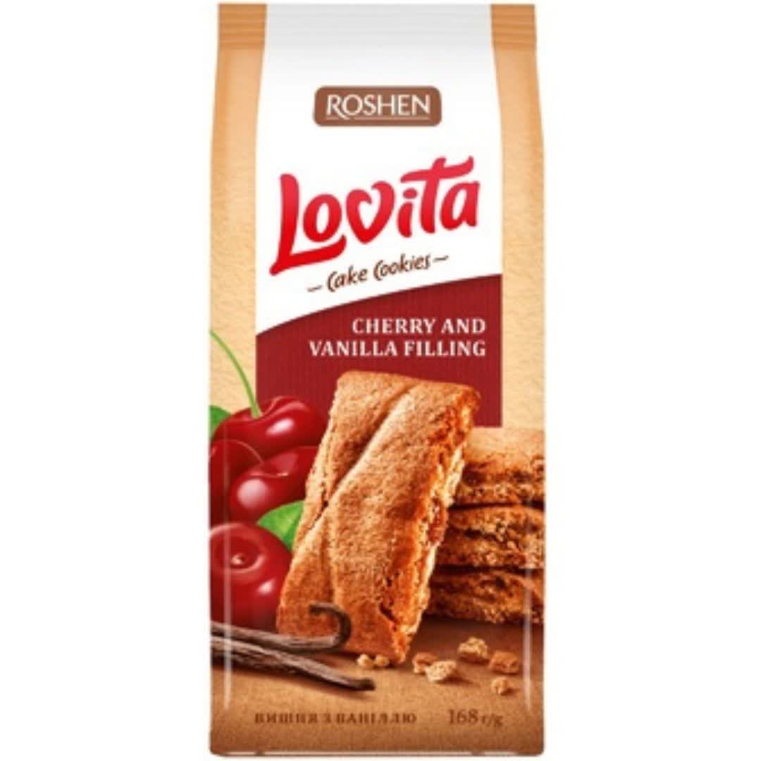 کوکی کیک لاویتا روشن Roshen Lovita با مغز آلبالو و وانیل 168 گرم