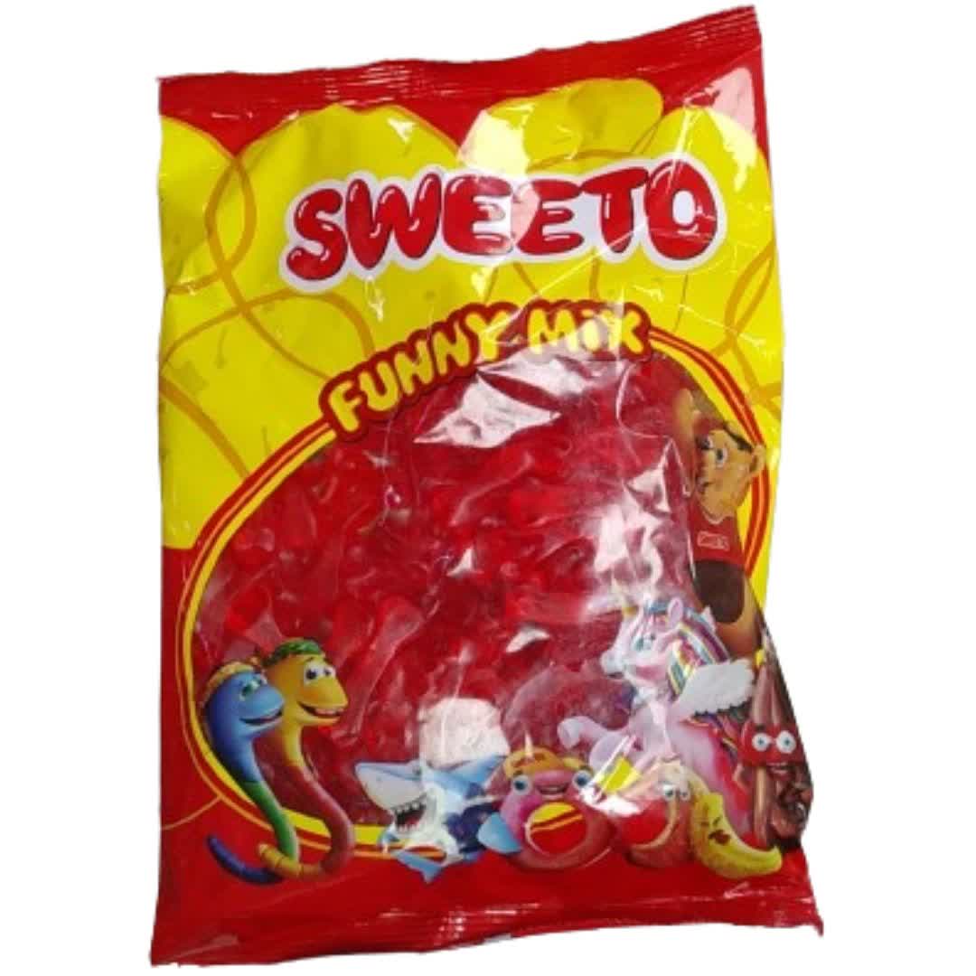 پاستیل میوه ای سوییتو Sweeto Funny Mix red bone با طرح استخوان قرمز بسته یک کیلویی