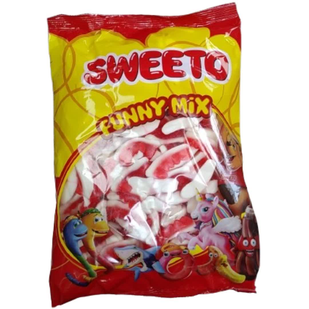 پاستیل میوه ای سوییتو Sweeto Funny Mix teeth با طرح دندان بسته 1 کیلویی