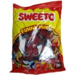 پاستیل میوه ای سوییتو Sweeto Funny Mix raspberry با طرح تمشک بسته 1 کیلویی