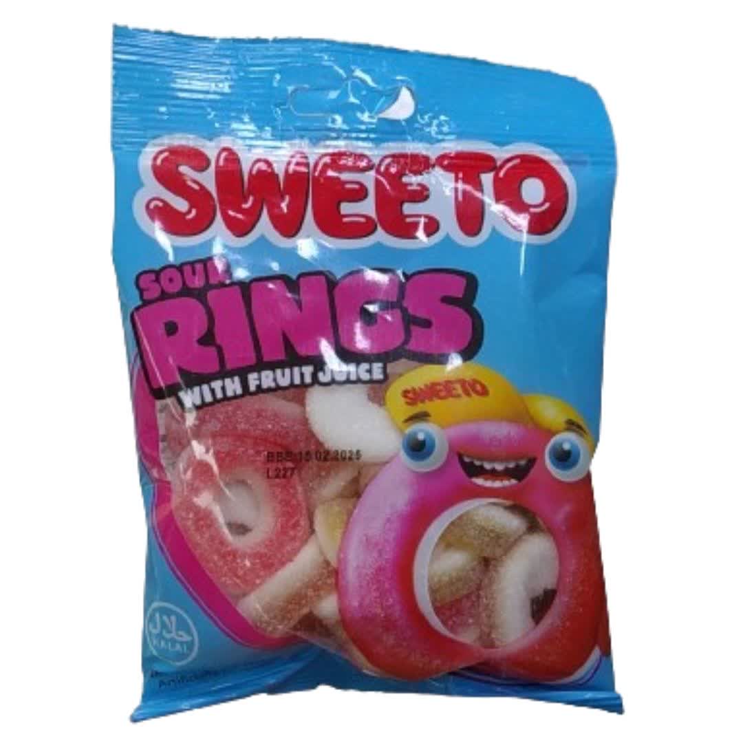 پاستیل میوه ای سویتو Sweeto مدل Sour Rings با طعم ترش و شیرین وزن 80 گرم