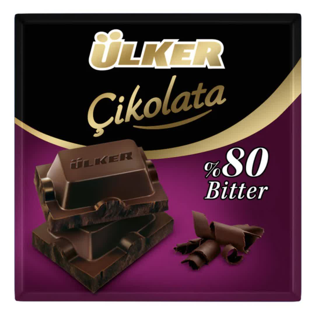 شکلات  تخته ای اولکر Ulker Cikolata Bitter تلخ 80 درصدی 60 گرم