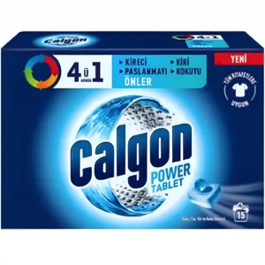 قرص جرم گیر ماشین لباسشویی 4 در 1 کالگون Calgon Power Tablet بسته 15 عددی وزن 300 گرم