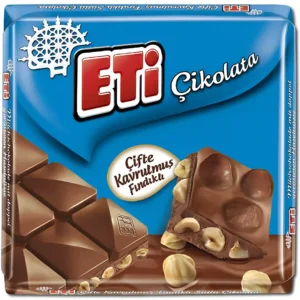 شکلات اتی چیکولاتا با کرم شیری و مغز فندق بو داده Eti çikolata وزن 60 گرم
