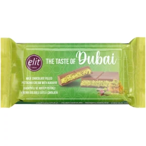 شکلات دبی الیت با مغز کرم پسته و کادایف Elit Dubai Chocolate وزن 90 گرم
