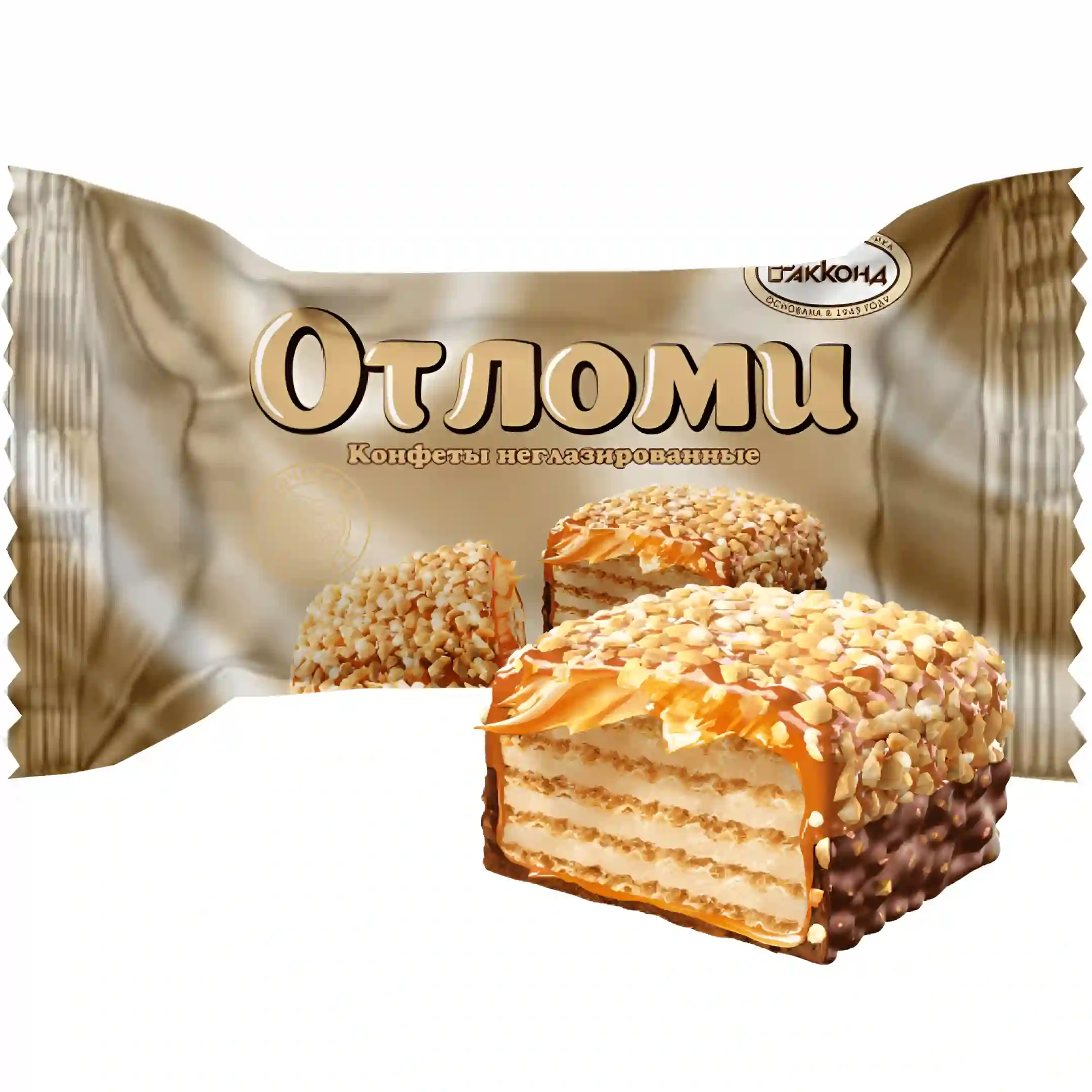 ویفر اوتلومی آکوند با کرم شیری و روکش کاراملی و بادام زمینی خرد شده (سفید) Akkond Otlomi