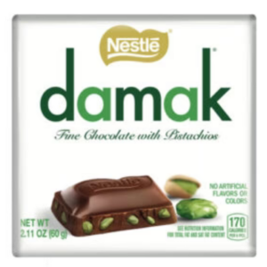 شکلات تخته‌ ای نستله داماک Nestle Damak با مغز پسته وزن ۶۰ گرم