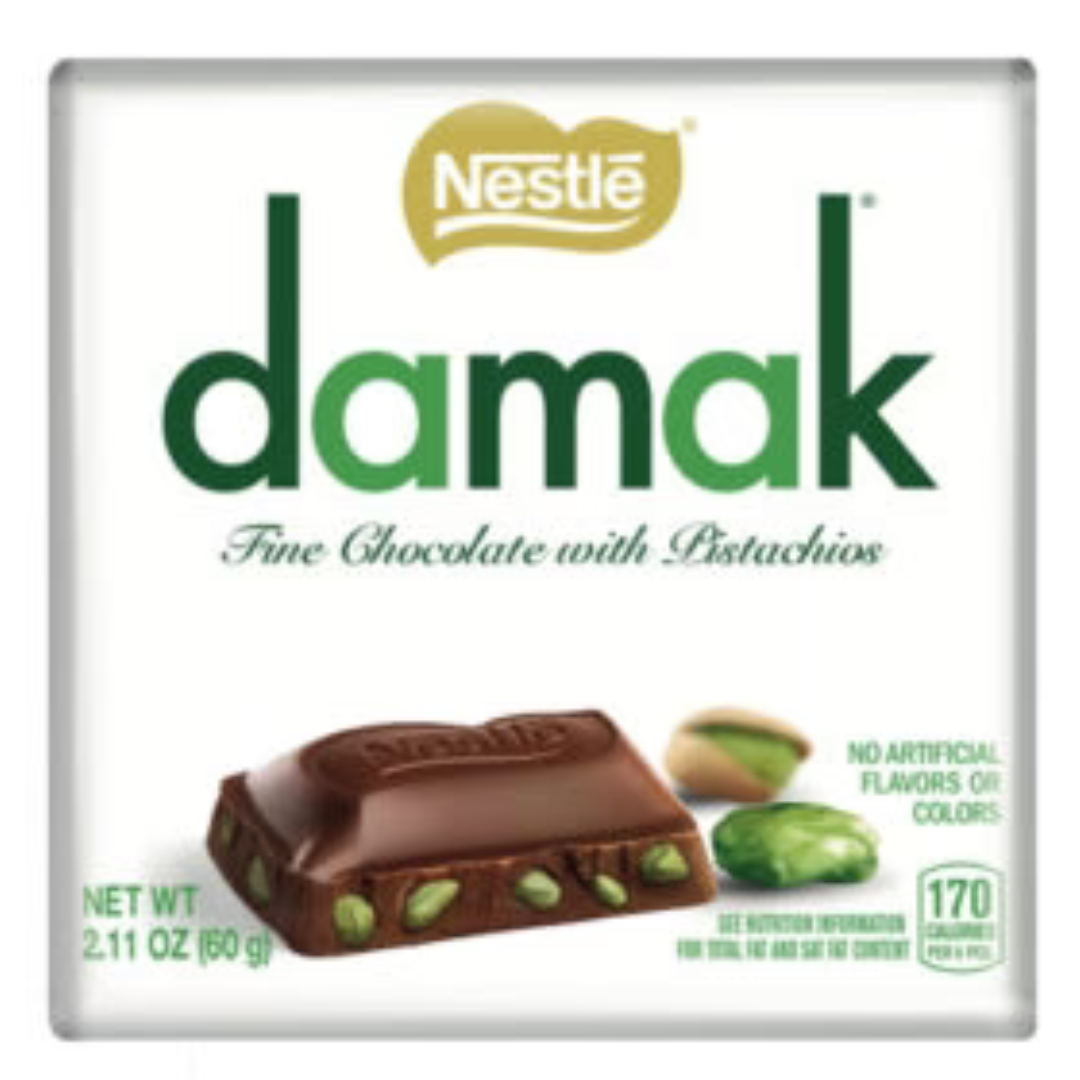 شکلات تخته‌ ای نستله داماک Nestle Damak با مغز پسته وزن ۶۰ گرم