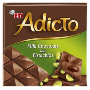 شکلات اتی آدیکتو با کرم شکلات شیری و مغز پسته Eti Adicto With Pistachios وزن 60 گرم