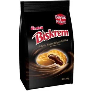 بیسکویت بیسکرم اولکر با مغز کرم کاکائویی Ulker Biskrem وزن 200 گرم