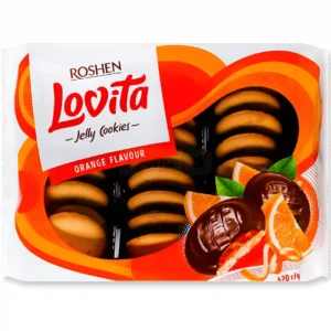 بیسکویت شکلاتی روشن لاویتا با ژله پرتقال Roshen Lovita Jelly Cookies وزن 420 گرم