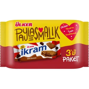 بیسکویت اولکر ایکرام با کرم شکلاتی Ülker İkram Çikolatalı بسته 3 عددی وزن 252 گرم