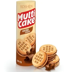 بیسکوییت ساندویچی مولتی کیک روشن با کرم کاکائویی Roshen Multi Cake Cocoa Cream وزن 180 گرم