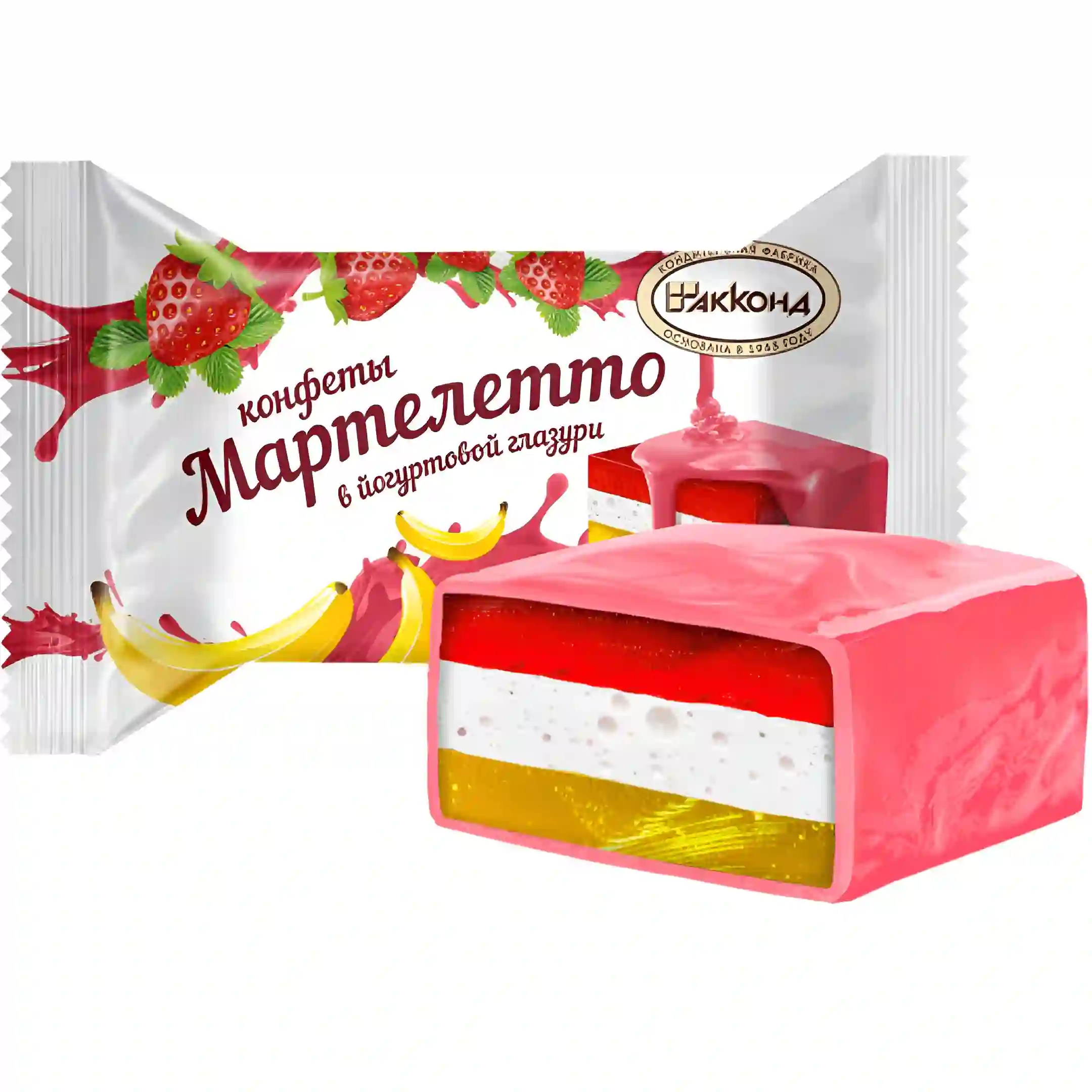 آبنبات مارتلتو آکوند با طعم توت فرنگی و موز Akkond Martelletto