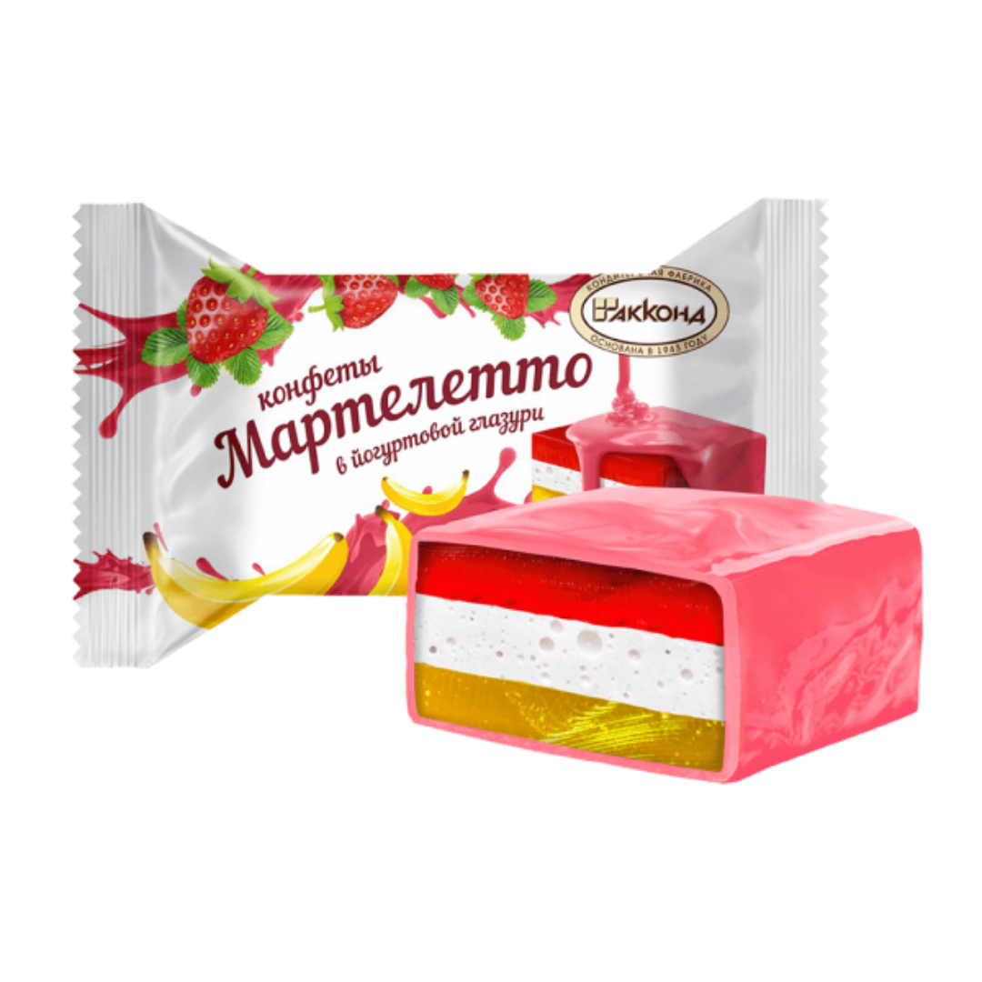 آبنبات مارتلتو آکوند با طعم توت فرنگی و موز Akkond Martelletto