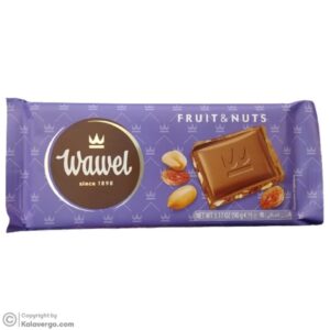 تابلت شکلات شیری واول Wawel با مغز بادام زمینی و کشمش 90 گرم