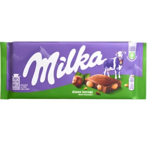 شکلات میلکا با مغز فندق کامل Milka Whole Hazelnuts وزن 100 گرم