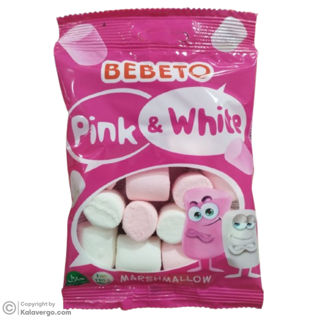 مارشمالو صورتی و سفید ببتو Bebeto Pink & White وزن 30 گرم