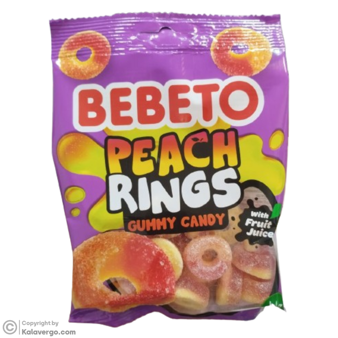پاستیل حلقه ای هلو ببتو Bebeto Peach Rings وزن 80 گرم
