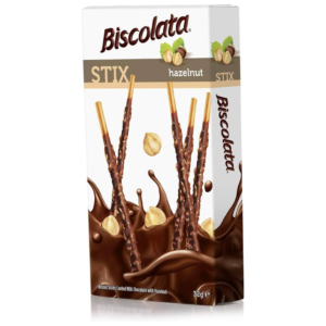 چوب شکلاتی بیسکولاتا استیکس با فندق Biscolata Stix Hazelnut وزن ۳۲ گرم