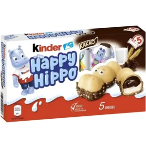 بیسکویت کیندر هپی هیپو با مغز کرم شکلاتی Kinder Happy Hippo بسته ۵ عددی وزن 103 گرم