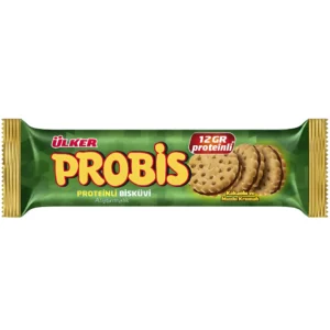 بیسکوئیت اولکر پروبیس حاوی 16% پروتئین و کرم کاکائو و موز Ulker Probis وزن 280 گرم